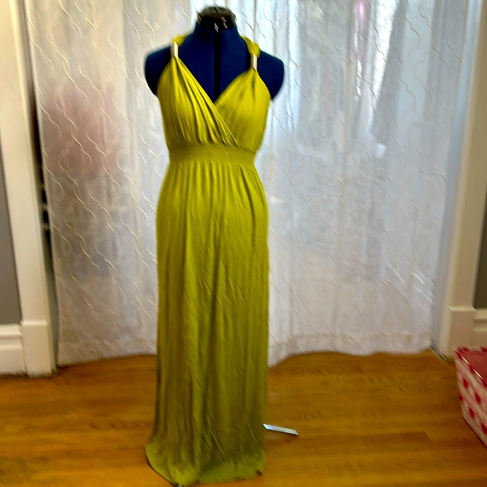 Citrus Green Goddess Maxi Dress Comfy Summer Medium
